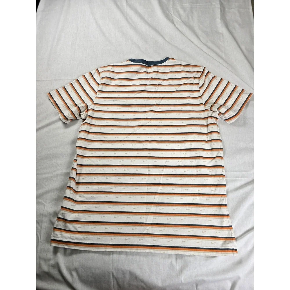 Nike Shirt Mens Large White Orange Blue Stripe Swoosh The Nike Tee‎